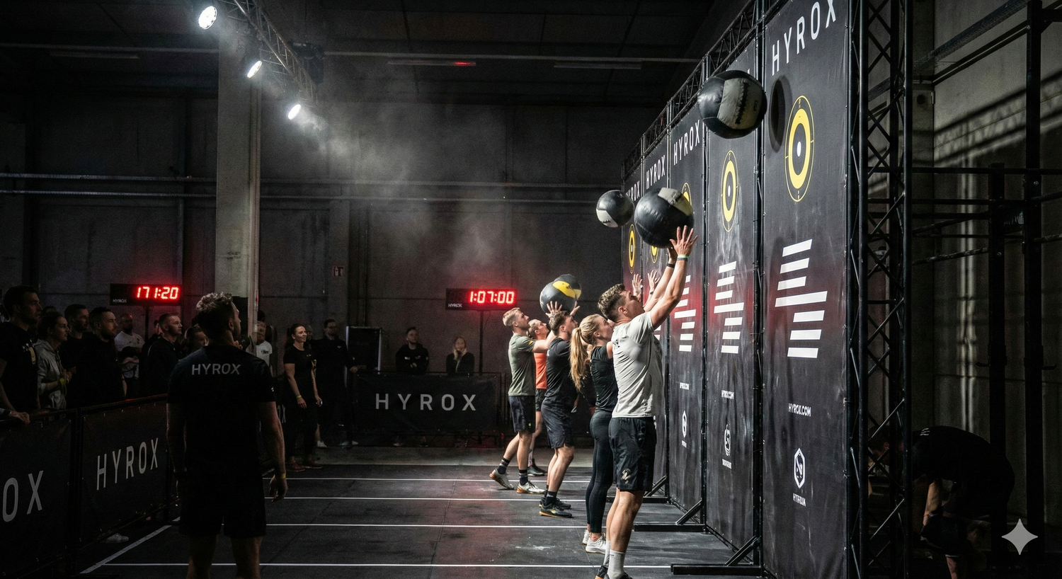 Wall ball Hyrox avec portique et cible en location